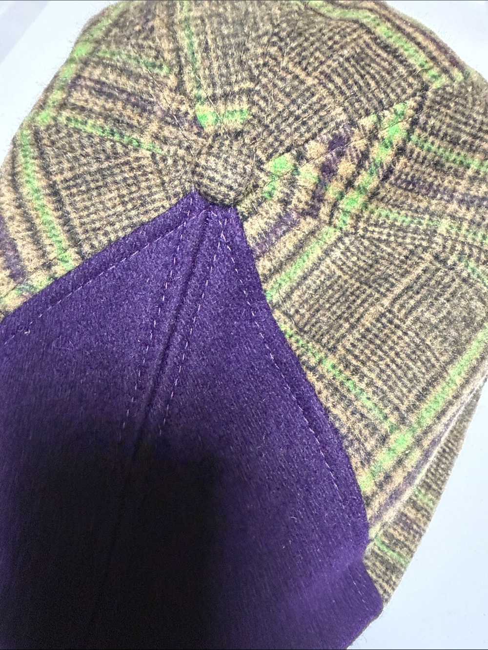 Frankenhead Boston Scally Men's Plaid Newsboy Cap with Purple Front Panel - Picture 6 of 6